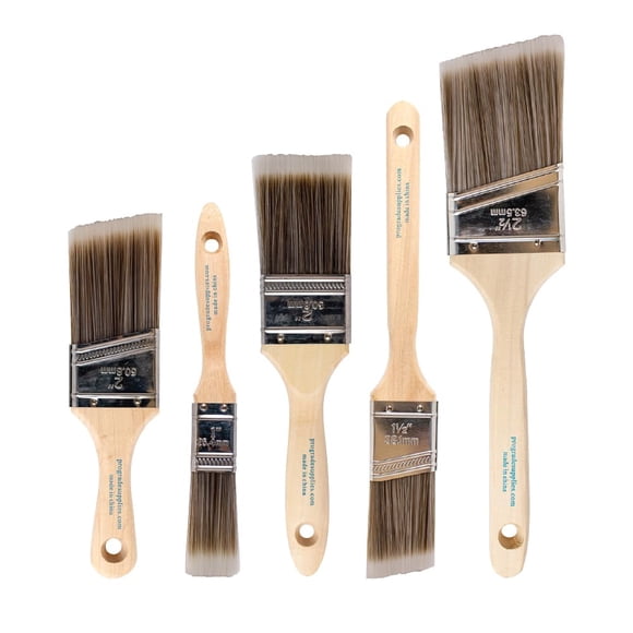 Pinceles de pintura Pro Grade, 5 piezas, planos y angulares para látex y óleo
