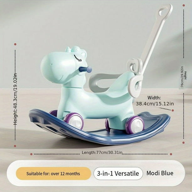 Three-in-one Shaking Horse Multi-functional Baby Toys, Baby Scooter, Household Hand Push Sliding Walking Year Gift, Children's Shaking Horse Dual-purpose Baby Scooter, Household Children's Multi-funct