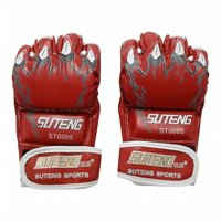 Genérico - Guantes Boxeo Lucha De Medio Dedo Para Entrenamiento Rojo
