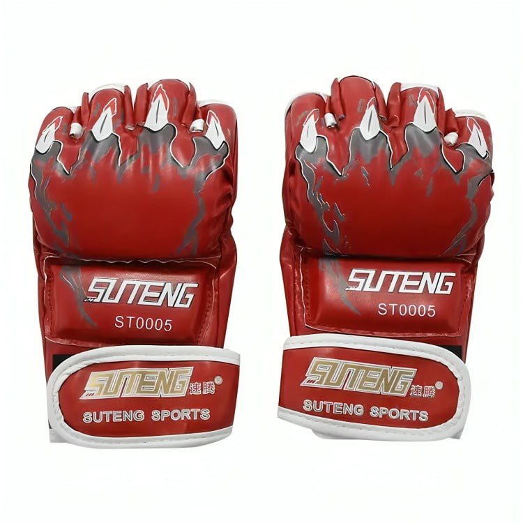 Genérico - Guantes Boxeo Lucha De Medio Dedo Para Entrenamiento Rojo