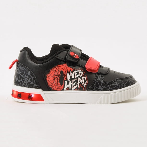 Zapatilla Luces Niño Velcro Spiderman Negro Marvel