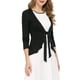 thumbnail image 1 of INSPIRE CHIC Cárdigan de punto abierto con lazo al frente, manga larga, dobladillo con volantes, para mujer, regreso a clases, talla M, negro, 1 of 8