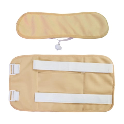 Ioensy - Paquete De Aceite De Ricino, Compresa De Franela Ajustable, Antifugas De Aceite Para Cintura Y Cuello, Correa Adhesiva Caqui