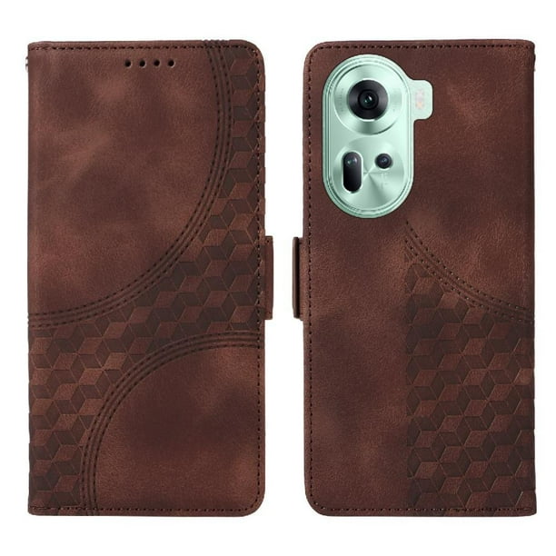 Carcasa FOXDOCK OPPO Reno 11 Pro 5G de cuero PU, diseño acolchado clásico, protección contra caídas y rayones