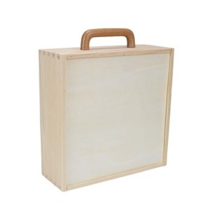 Bothyi - Caja De Madera Con Asa Con Tapa Deslizante Sin Pintar Caja De Baratija Portátil Vacía Tapa De Madera Grande