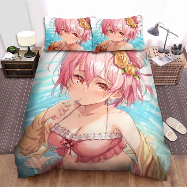 Assault Lily Ichirin Lilili Cute Swimsuit Bedding Duvet Cover Set 3-Piece Bedding Set (1 Duvet Cover + 2 Pillow Shams)