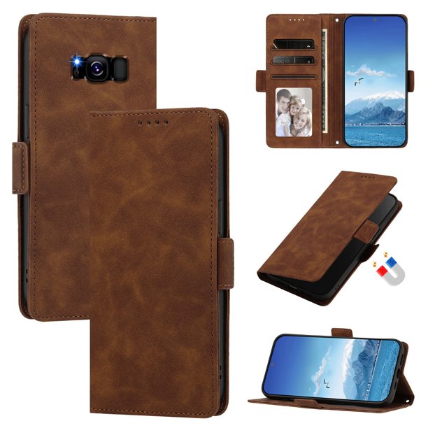 Funda Billetera Delgada para Samsung Galaxy S10 con Ranuras y Soporte Marrón