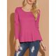 thumbnail image 5 of INSPIRE CHIC Blusa de Mujer de Manga Larga con Cuello Redondo, Hombros Acolchados y Dobladillo con Volantes Plisados M Magenta, 5 of 8