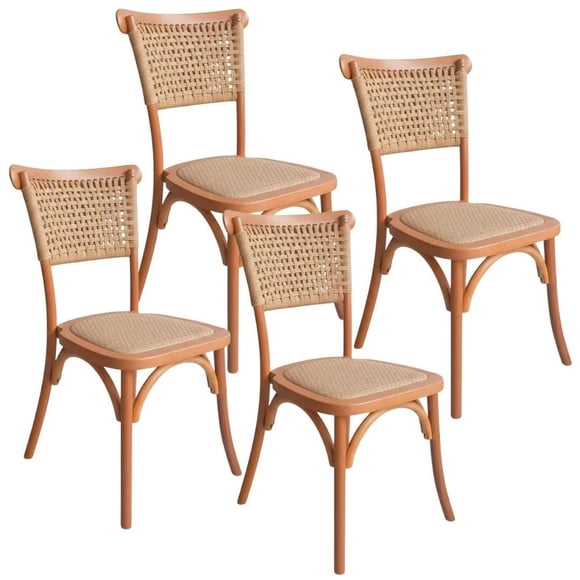 Pack 4 Sillas Tango Wood Rattan Cuerda