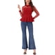 thumbnail image 2 of INSPIRE CHIC Blusa de Mujer de Malla Transparente con Peplum, Manga Larga, Cuello con Abertura, Dobladillo con Volantes y Cuello Vuelto XS Rojo, 2 of 6