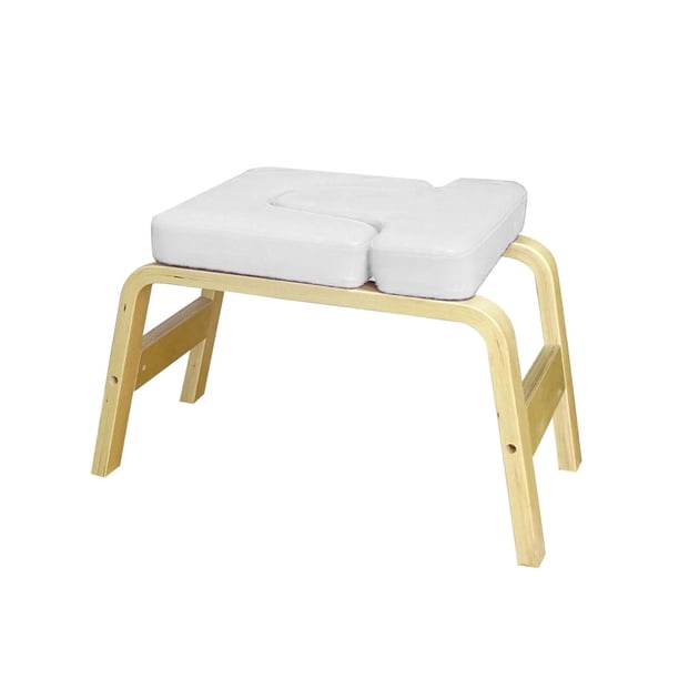 Banco de soporte para la cabeza de yoga Silla de inversión de yoga Hogar fuerte Entrenamiento de fuerza duradero Gimnasio portátil con marco de madera Blanco