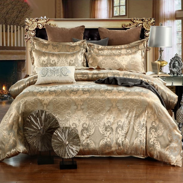 2/3pcs Duvet Cover Set, Jacquard Golden Bedding Set, Soft Comfortable Duvet Cover, For Bedroom, Guest Room (1*Duvet Cover + 1/2*Pillowcase, Without Core)