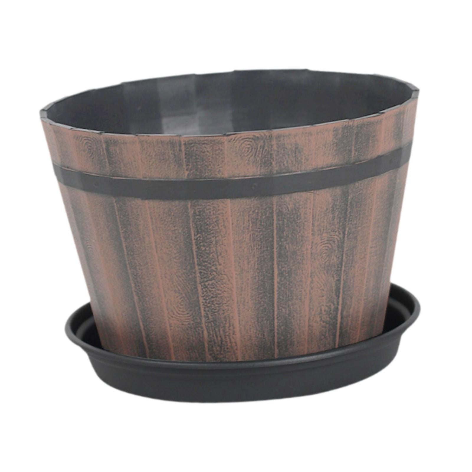 Ioensy - Macetero De Barril Versátil Para Jardín, De 10 Pulgadas, Para Escritorio De Casa