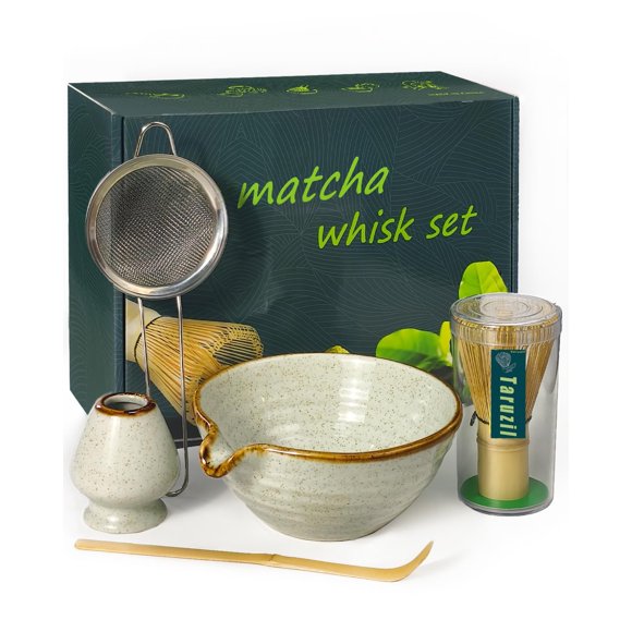 Juego de batidores de matcha Taruzil con cuenco para matcha, batidor de bambú y cuchara