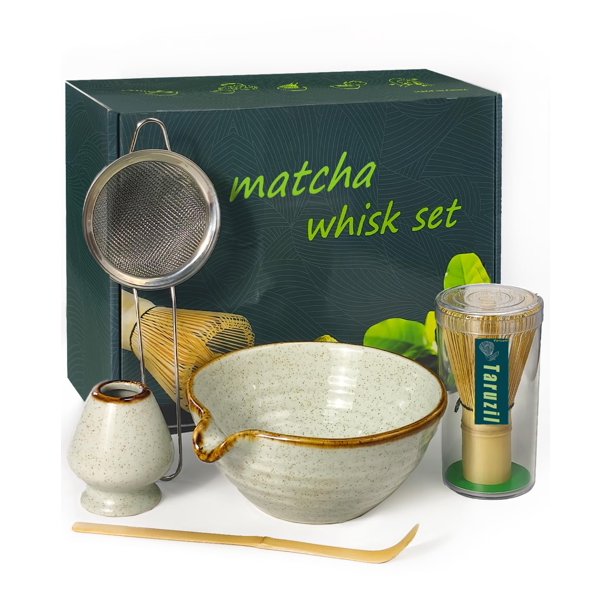 Juego de batidores de matcha Taruzil con cuenco para matcha, batidor de bambú y cuchara