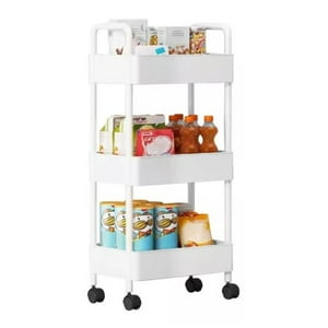 Citohome - Carrito Carro Organizador De 3 Niveles Chef Choice Con Ruedas Multiuso En Color Blanco