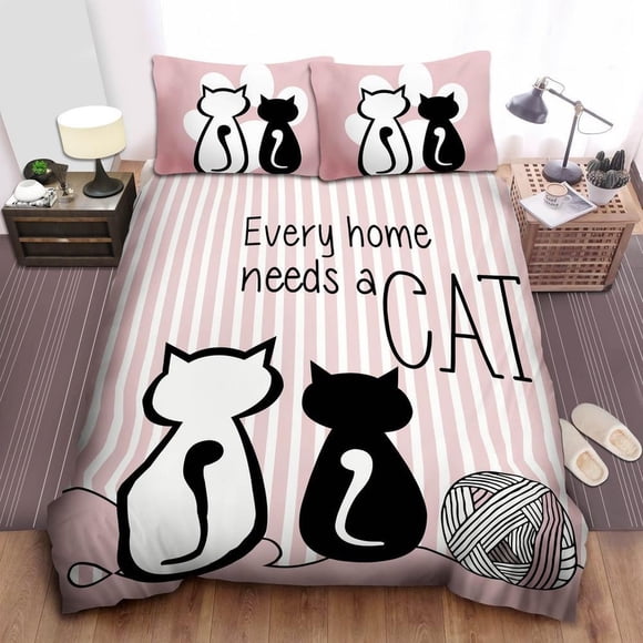 Every Home Needs A Cat Quilt Duvet Cover Set Bedroom Decor Bedclothes Children3-Piece Bedding Set