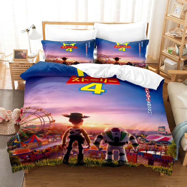 Toy Story Buzz Lightyear Pattern Pillowcase Cover Set Children's Bedroom Decoration Three Piece Set Bed Sheets