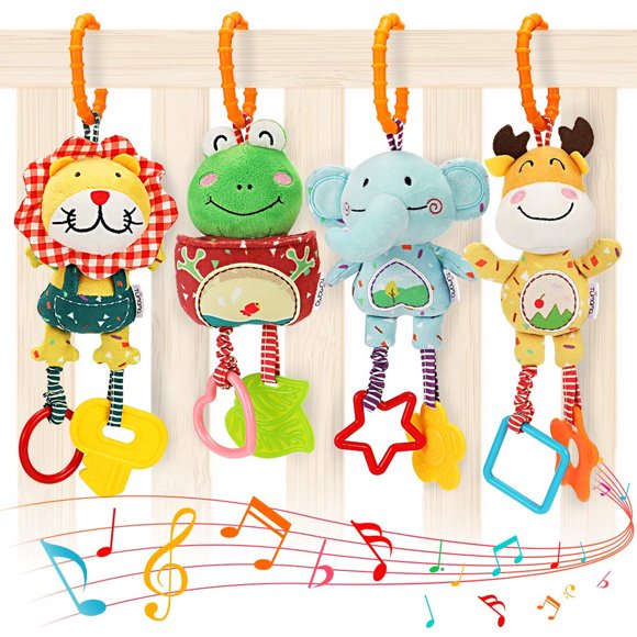 TUMAMA Sonajeros colgantes para bebé, set de 4 animales