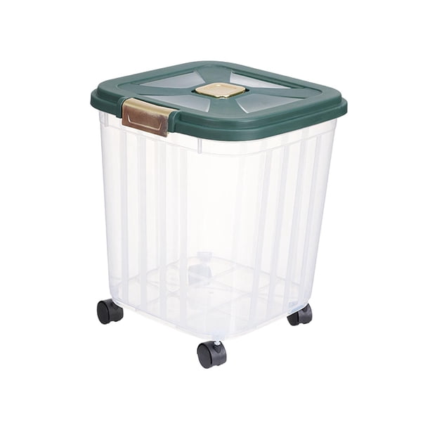 Contenedor De Alimentos Secos Contenedor De Alimentos Con Ruedas Para Gabinete Encimera Bocadillos Verde 15 Kg