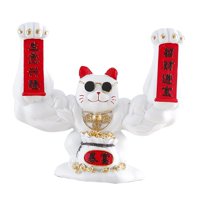 Bothyi - Estatuilla De Gato De La Suerte Escultura Estatua De Animal Feng Shui Divertido Para El Estante Del Hogar Blanco