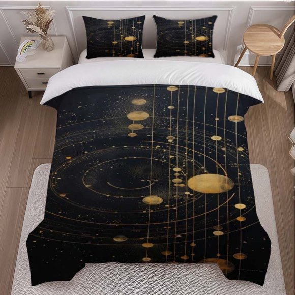 3pcs Cosmic Star Chart Art Themed Bedding Set Including Duvet Cover And Pillowcases. Soft And Comfortable