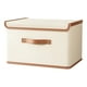 thumbnail image 3 of Contenedor De Almacenamiento Con Tapa, Organizador De Almacenamiento Plegable Para Edredones, Almohadas, Gabinete, Color Beige, 37x27x26cm, 3 of 5