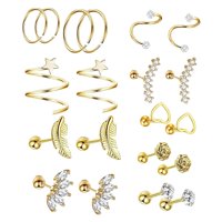 Ioensy - Pendientes De Tuerca Pluma Geométrica Lisa 20 Piezas Para La Boda Del Día De Navidad