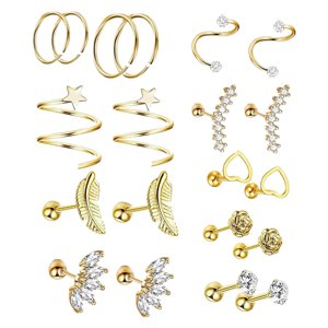 Ioensy - Pendientes De Tuerca Pluma Geométrica Lisa 20 Piezas Para La Boda Del Día De Navidad