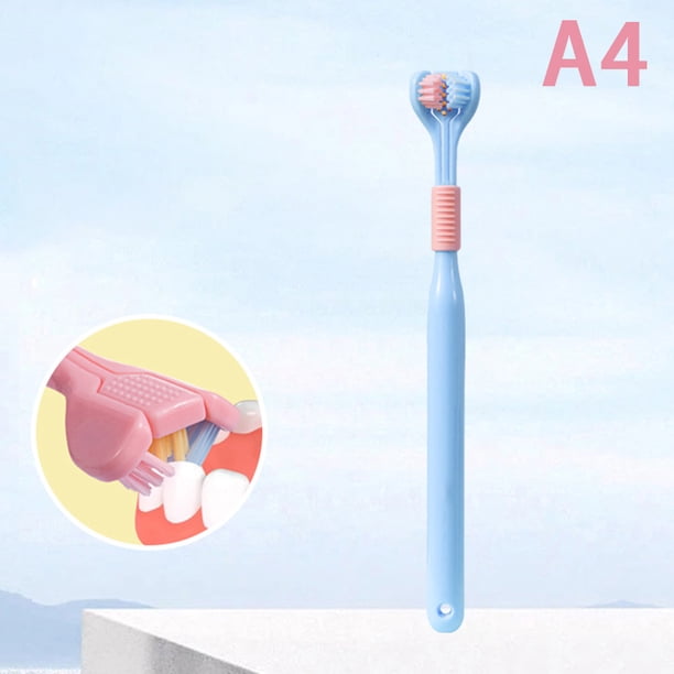 3D Stereo Three-Sided Toothbrush Ultra Fine Soft Hair Adult Toothbrush Tongue Scraper Deep Cleaning Health Oral Care Teeth Brush