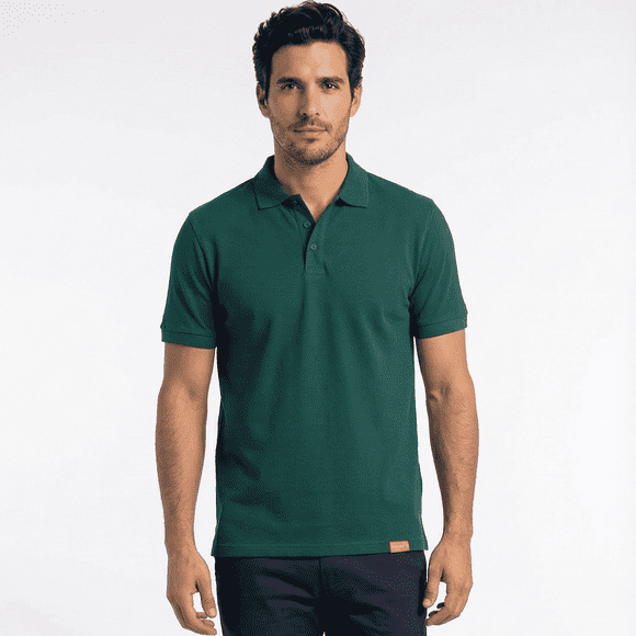 Polera Piqué Manga Corta Premium 60/40 Ideal Para Bordar Verde Pino