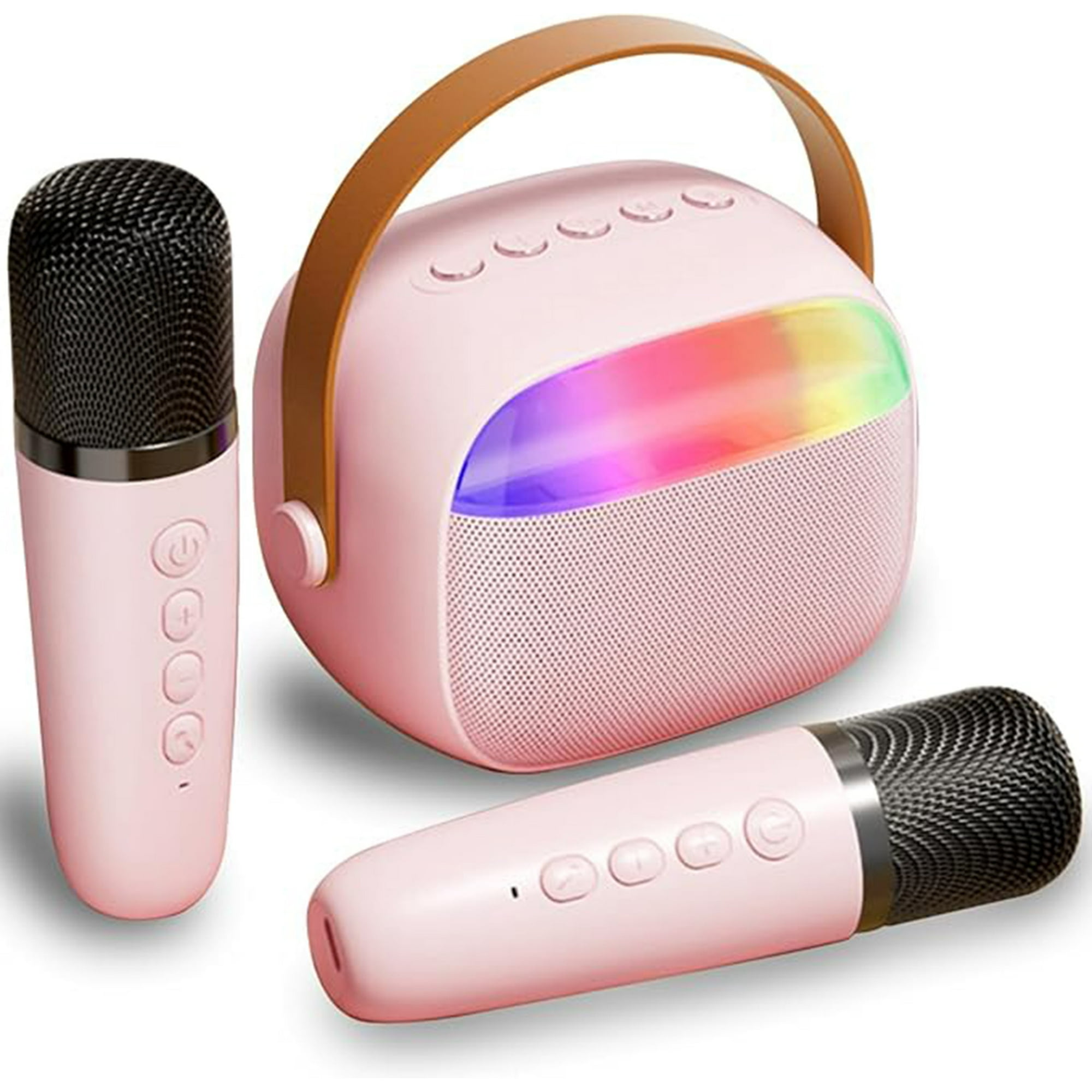 Veatool - Máquina De Sonido De Karaoke, Con 2 Micrófonos Inalámbricos, Mini Altavoz Portátil De Karaoke Bluetooth, Con Luz De Ambiente Led, Adecuada Para Regalos De Cumpleaños