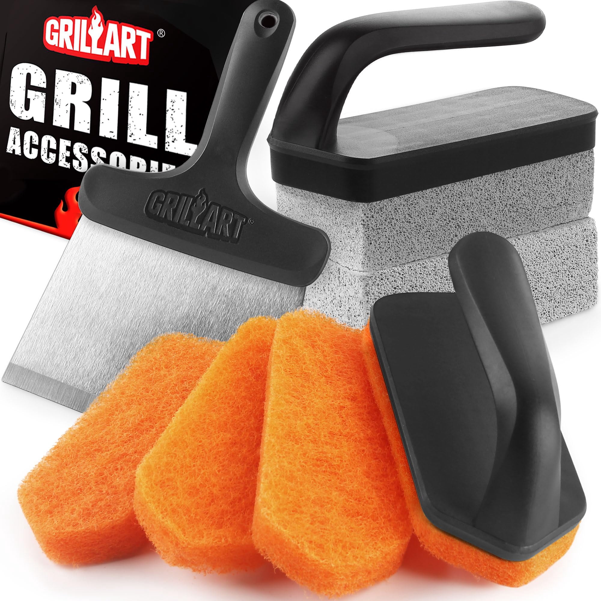 Kit De Limpieza Para Plancha Grillart Con Raspador Y Piedra Para Parrilla