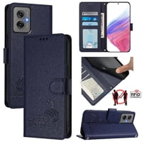 Funda Tipo Cartera Foxdock Para Motorola Moto G55 Con Soporte, Ranuras, Rfid, Diseño De Gato