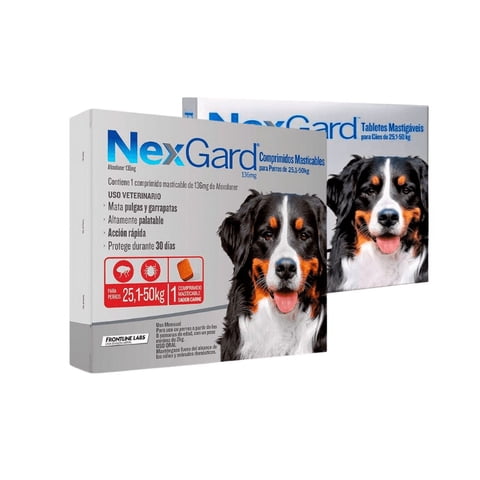 Nexgard - Antiparasitario Masticable Para Perros De 25 A 50 Kilos Caja, 1 Comprimido