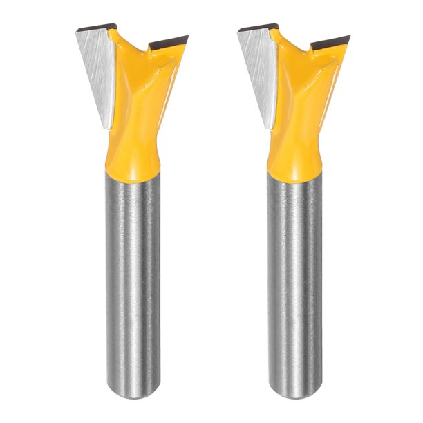 Uxcell 2 piezas Broca de enrutador de cola de milano 1/2" de diámetro 1/4" de vástago Broca de taladro de junta de cola de milano de 14 grados