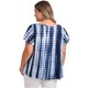 thumbnail image 5 of GRACE & GRANDEUR Blusas de Talla Grande para Mujeres con Mangas Cortas con Volantes, Camisetas de Escuela y Universidad, Escote en V, Plisadas, Tinte Anudado, 4X Azul Oscuro, 5 of 7