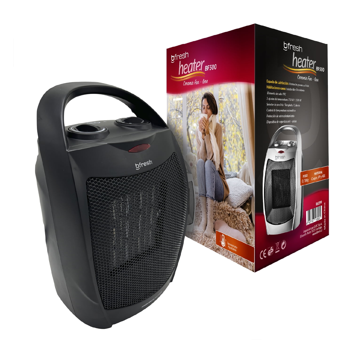 Termoventilador Estufa Calefactor Eléctrico 1500w Negra Bfresh