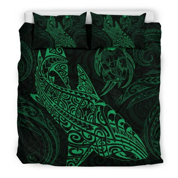 Juego de funda nórdica Shark Polynesian - Polynesian Tattoo Green