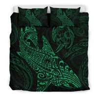 Milsleep - Juego De Funda Nórdica Shark Polynesian - Polynesian Tattoo Green