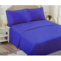 Genérico - Juego De Sábanas Con Broderíe 1.5 Plazas - Azul Rey M8714