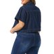 thumbnail image 3 of Agnes Orinda Chaqueta de Mezclilla Recortada para Mujer de Talla Grande para Escuela o Universidad, Clásica con Solapa, Manga Corta, Abotonada, Lavada, Casual con Bolsillo 1X Azul Oscuro, 3 of 6