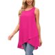 thumbnail image 4 of INSPIRE CHIC Blusa sin mangas de gasa casual de mujer para el regreso a clases, camiseta suelta asimétrica de cuello redondo, parte superior de verano, L Rosa caliente, 4 of 6