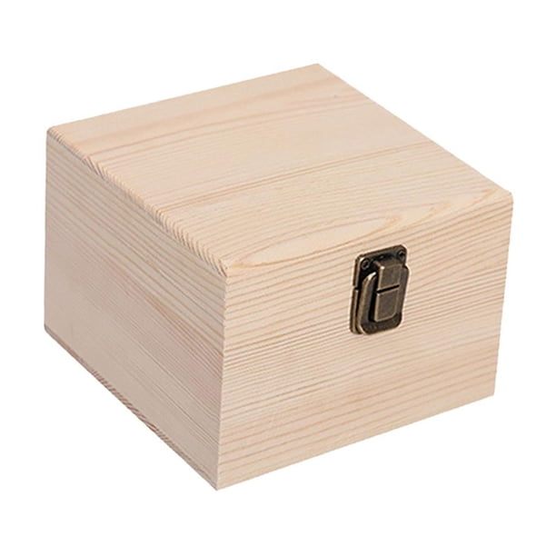 Caja organizadora de madera con cierre frontal rústico, caja sin terminar, caja portátil para guardar recuerdos, caja para el día de San Valentín, dec madera 14x14x10cm