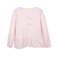 Pillin - Polera Niña Manga Larga Con Vuelo Y Lentejuelas Damasco