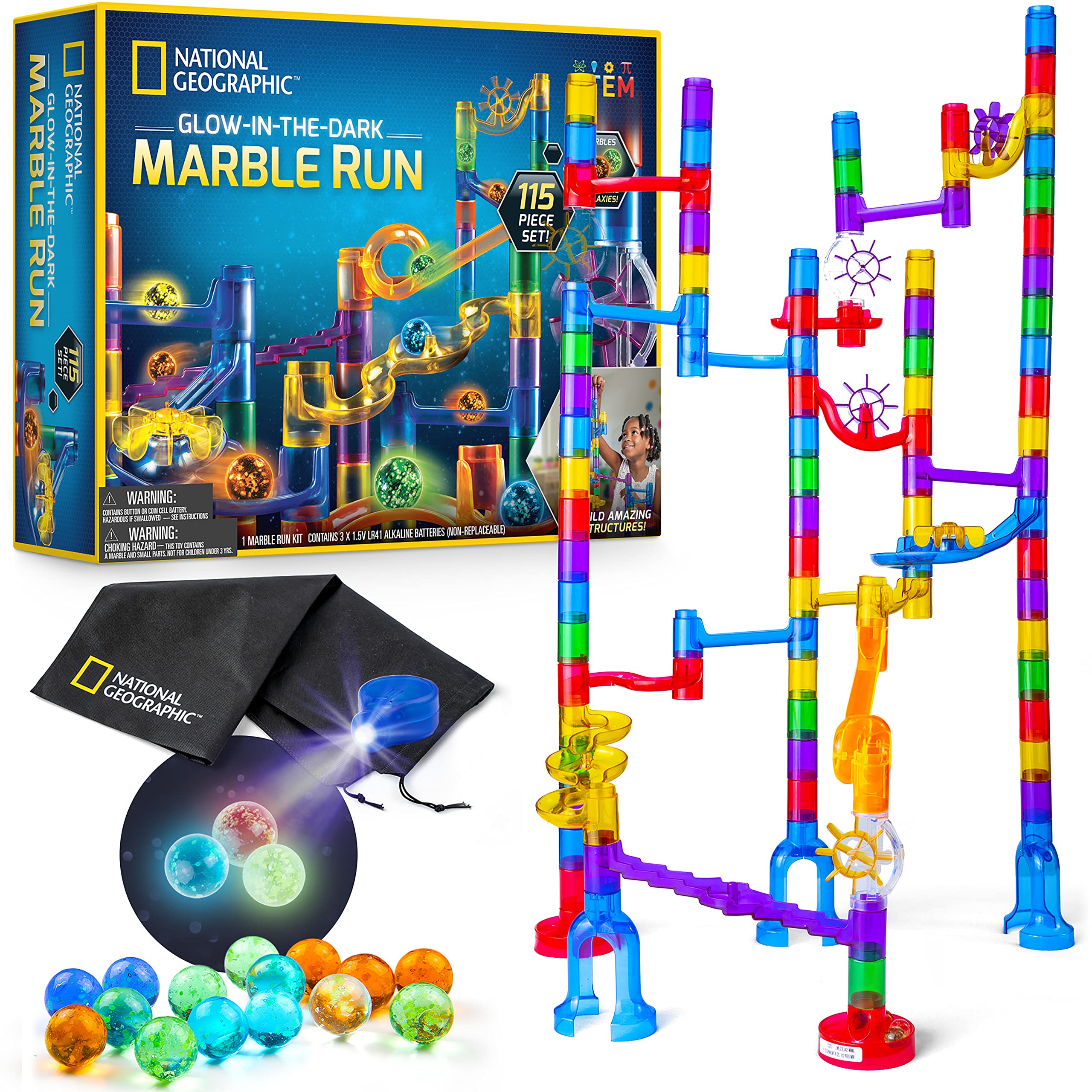Blue Marble - Marble Run National Geographic Glowing 115 Piezas Con Bolsa