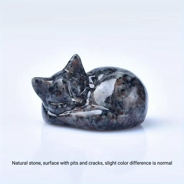 1pc Sleeping Cat Crystal Carving - Healing Stone for Home Decor and Gift