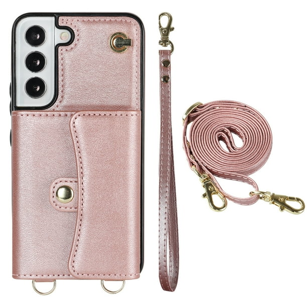 Crossbody PU Leather Phone Case For Samsung Galaxy S23 S22 Plus Note 20 Ultra Wallet Card Slots Magnetic Lanyard Cover