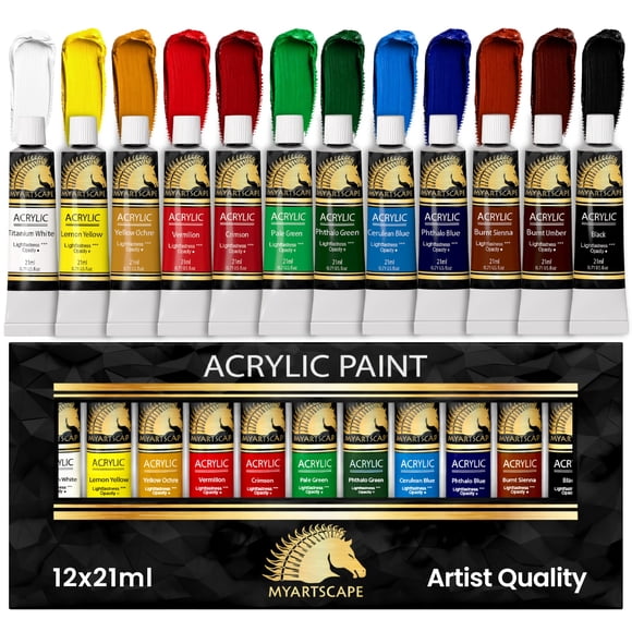 Set de pintura acrílica MyArtscape Heavy Body 12 colores de 21 ml