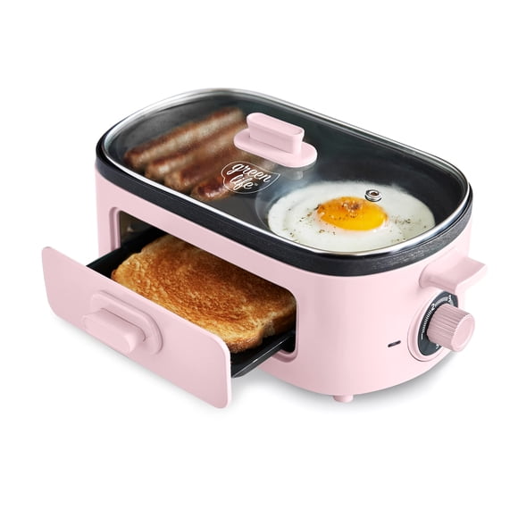 Máquina de desayuno GreenLife, 3 en 1, de cerámica saludable, antiadherente